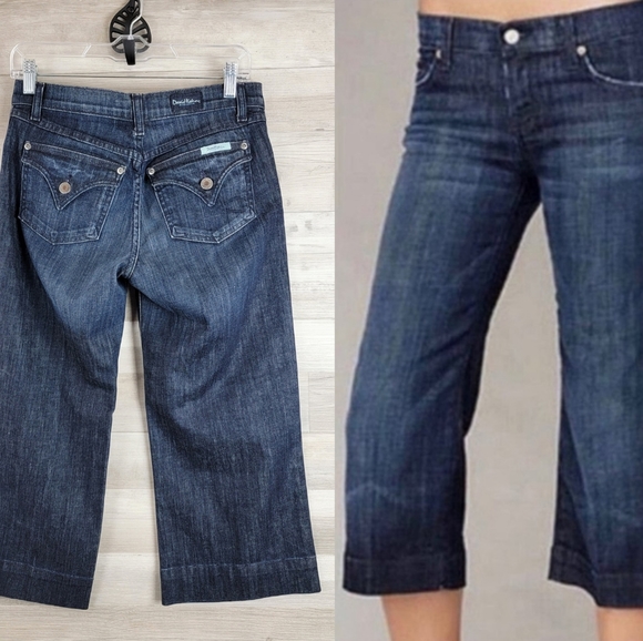 David Kahn Jeanswear Wide Leg Crop Flap Pocket Dark Blue Women’s Size 2 - Picture 1 of 14